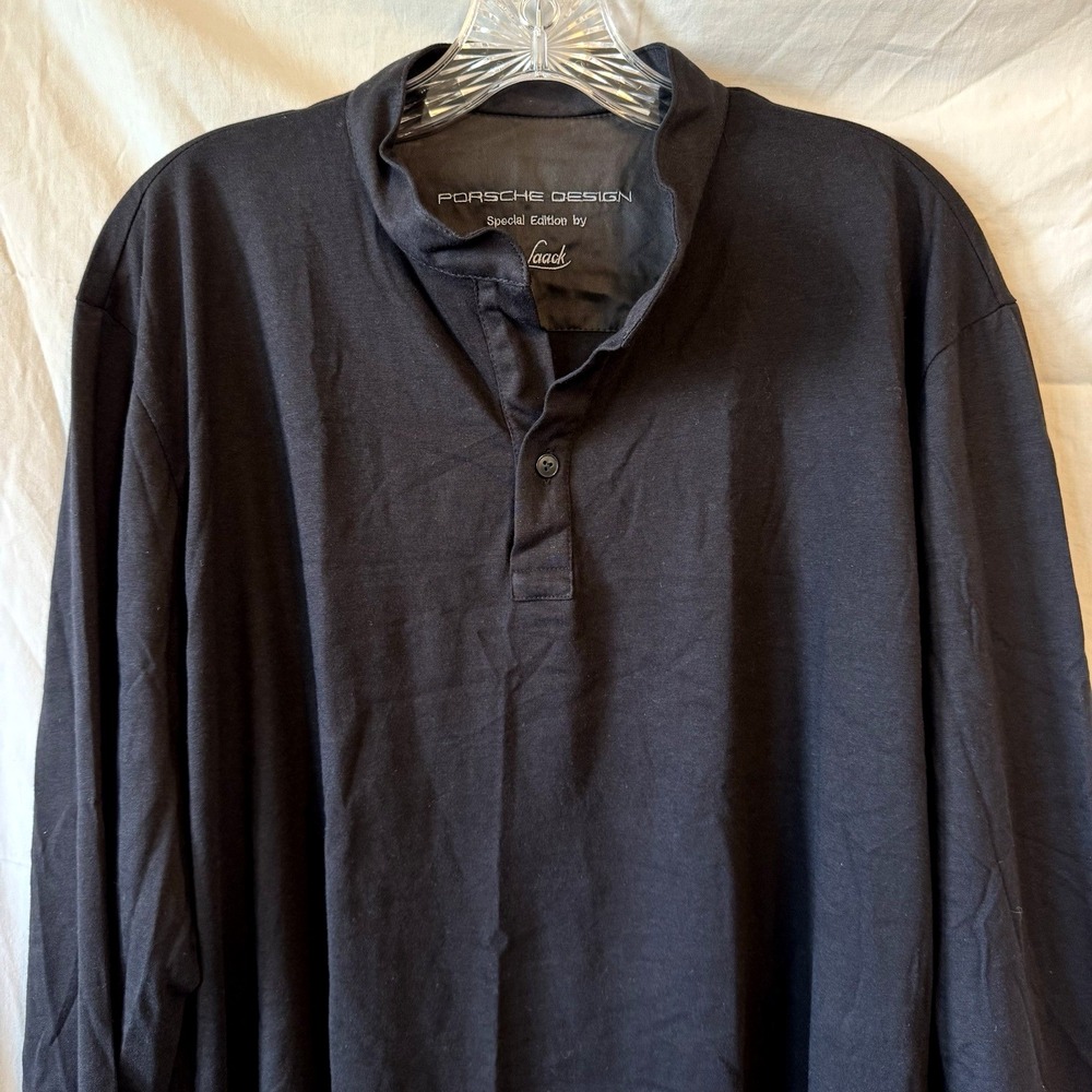 Lufthansa Porsche Design Mens Special Edition Van Laack Henley Shirt Black Large